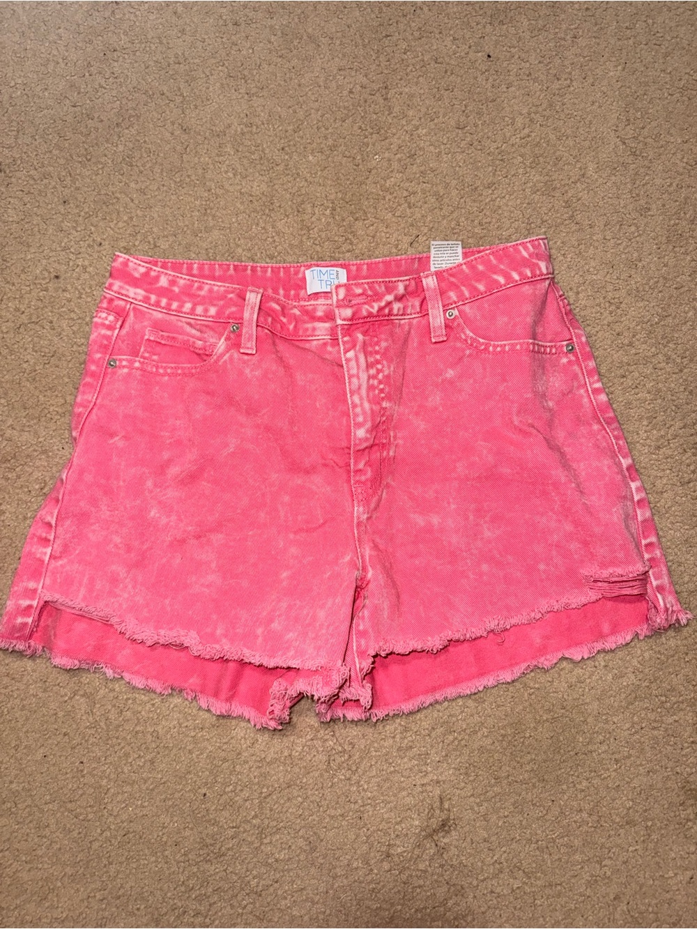 Time and Tru Hot Pink Washed Denim Cutoff Shorts